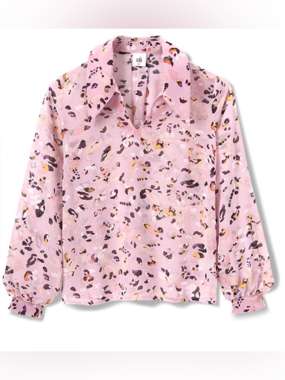 CAbi Pounce Top in Pink Abstract Print Size M